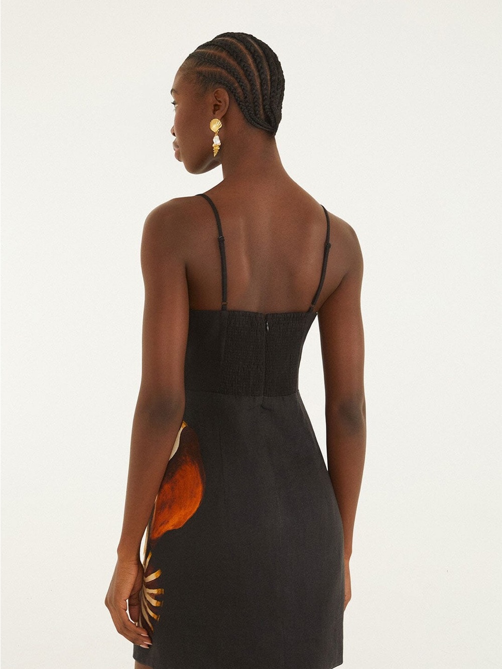 FARM Rio Black Ammonite Shell Bodice Cut Out Mini Dress- Size Large - Picture 3 of 5